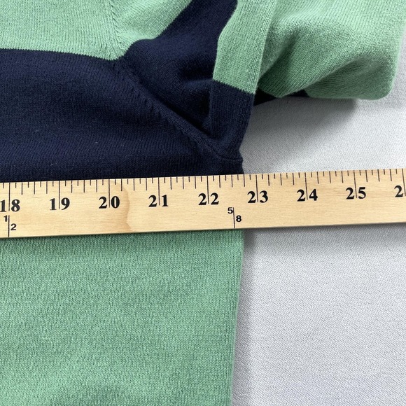 Brooks Brothers Cardigan Sweater Mens XL Navy Green Stripe Cotton Cashmere - Picture 10 of 12